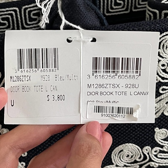 ❌SOLD❌NEW CHRISTIAN DIOR Canvas Embroidered Cornely Book Tote Blue White Large - Picture 12 of 14